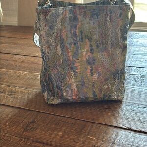 Elegant Multicolor Crocodile-Embossed Shoulder Bag